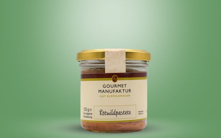 Rotwildpastete mit Preiselbeeren im Glas 120g