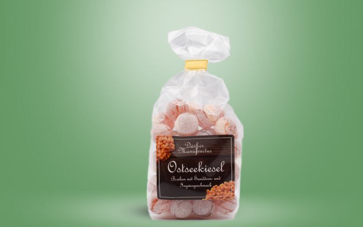 Darßer Ostseekiesel - Bonbon mit Sanddorn- und Ingwergeschmack 120g